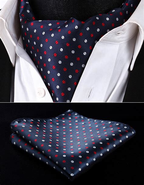 Rd213vs Navy Blue Polka Dot Men Silk Cravat Scarves Ascot Tie