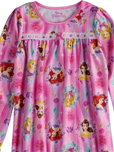 Disney Girls Pink Flannel Princess Ariel Nightgown And Doll Night Gown Set 6