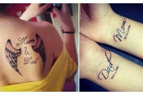 Mom color ink angel remembrance tattoo on forearm. Mom Dad Tattoo Idea | Tattoos for daughters, Mom tattoos ...
