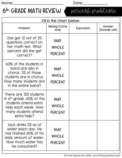 6th Grade Math Review Worksheets Math Review Worksheets Math Review