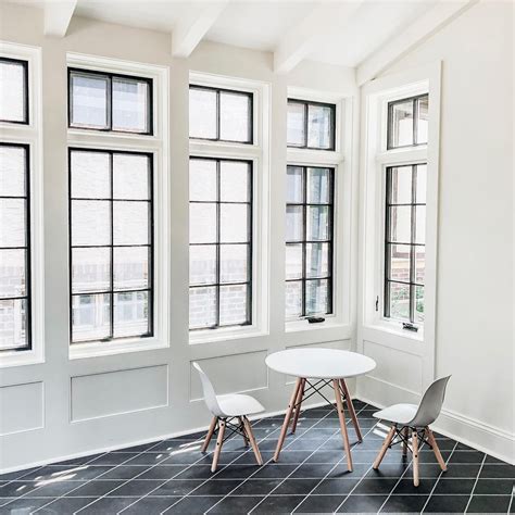 Black Frame Windows Showcase Classic Grille Pattern Living Room