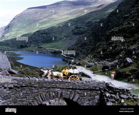 Narrow Irish Mountain Pass With Horse Cart Crossing Over Bridge In The