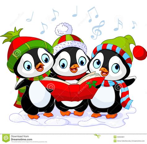 Christmas Carolers Penguins Stock Vector Illustration Of