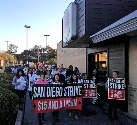 Hundreds of fast food workers are the strikes targeted fast food giants like mcdonald's, burger king, wendy's and kfc, among. Fast Food Strike Rolls Through San Diego Burger King ...