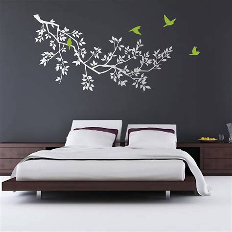 Wall Stickers Spring Branches White Contemporary Bedroom Design