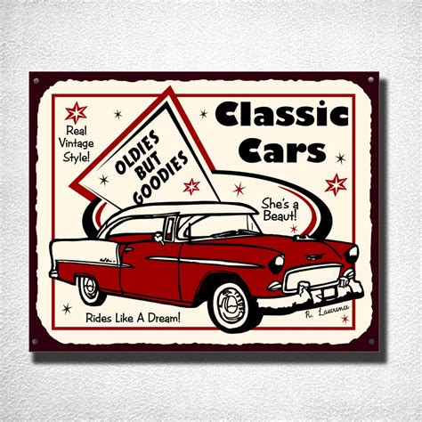 Classic Cars Vintage Metal Art Automotive Retro Vintage Tin Sign Bar