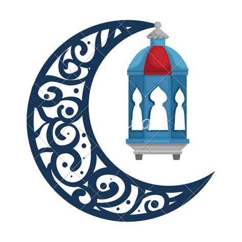 Ramadan Kareem Moon With Lamp Hanging Icons By Canva