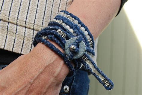 Color Me Fancy Upcycled Recycled Repurposed Blue Jean Beltbracelet