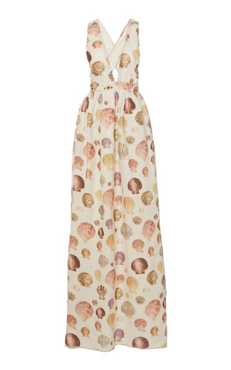 Naturalia Shell Printed Linen Dress By Agua By Agua Bendita Moda