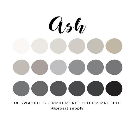 Ash Procreate Color Palette Hex Codes Tan Gray Charcoal Etsy Color
