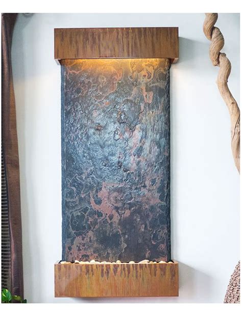 Large Slate Nojoqui Falls Fountain In Copper Patina Wall
