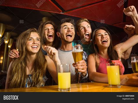 Happy Friends Drinking Image And Photo Free Trial Bigstock