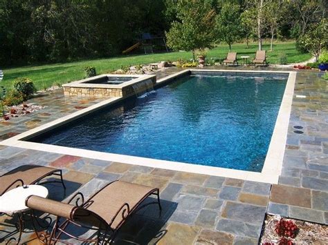 Rectangular Pool With Hot Tub Gallery For Rectangle Inground Pools With Hot Tubs Piscina