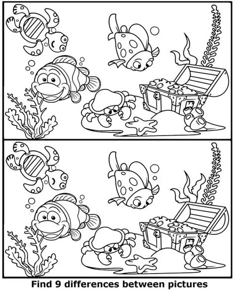 Find Nine Differences Coloring Page Free Printable Coloring Pages For