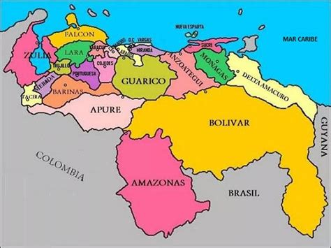 Mapas De Venezuela Para Descargar E Imprimir Con Regiones Capitales Estados Para Colorear