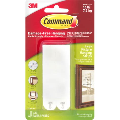3m Command 3m Damage Free Hanging Large Picture Hanging Strips 4 Ct