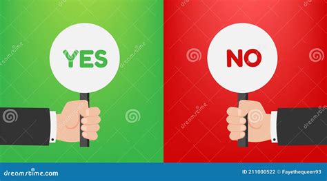 Sign Yes Or No Placard Yes Or No Votes Concept Stock Vector