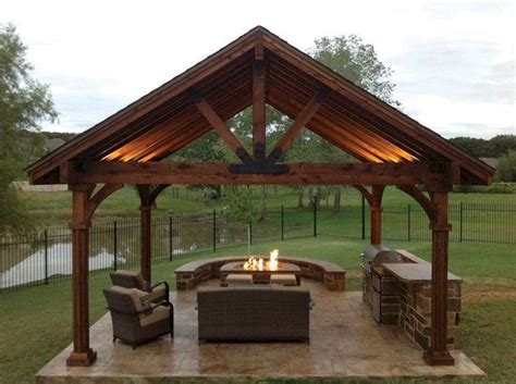24 Simple Outdoor Pavilions Design With Fireplaces Backyard Pavilion