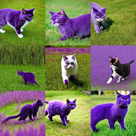 A Very Purple Cat Walking On Grass Stable Diffusion Openart