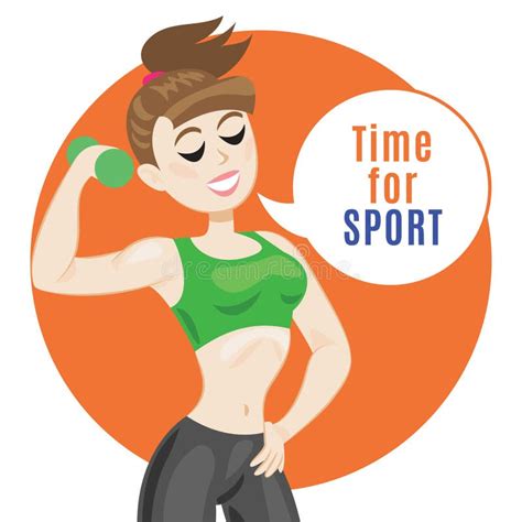 Sporty Young Woman In Sportswear Fit Girl With Dumbbells Stock Vector