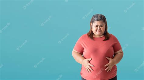 Premium Photo Asian Fat Woman Fat Girl Chubby Overweight Unhappy Measuring Her Isolated On