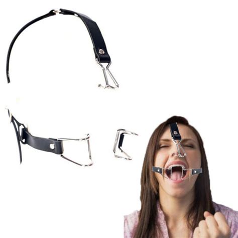 BDSM Metal Open Mouth Bite Gag With Nose Hook Bondage Slave PU Leather Strap Toy EBay