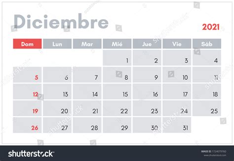 Diciembre 2021 Calendario En Espanol December Vetor Stock Livre De