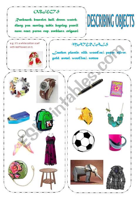 Describing Objects Worksheets