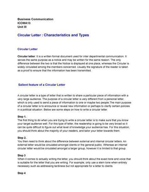 Circular Letter Characteristics And Types Business Communication