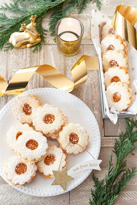 Delicious Jam Filled Cookies Stock Photo Image Of Treats Xmas 163082470