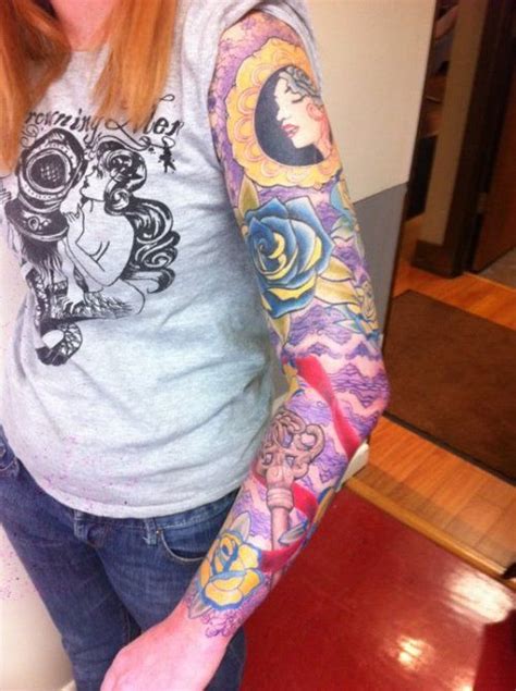 Girly Sleeve Tattoos Tumblrbowhunter Tattoostattoo Artist Salary