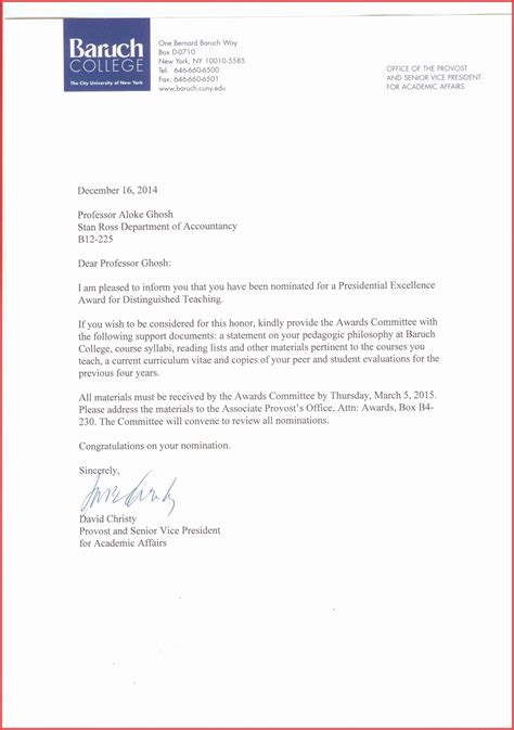 Business Award Recommendation Letter Invitation Template Ideas