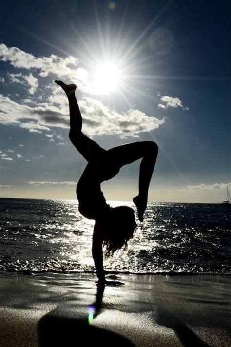 Girl Handstand On Beach Silhouette Yoga Pinterest Handstand