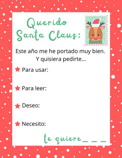 Carta Para Santa Claus Imprimible Gratis Poder Mamá