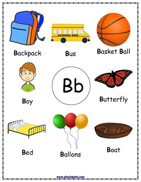 Letter B Words Kids Learning Alphabet Alphabet Preschool Alphabet