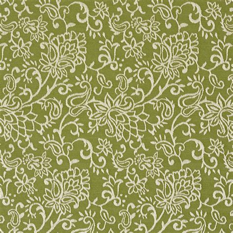 Fern Green And White Intricate Garden Floral Pattern Damask Upholstery