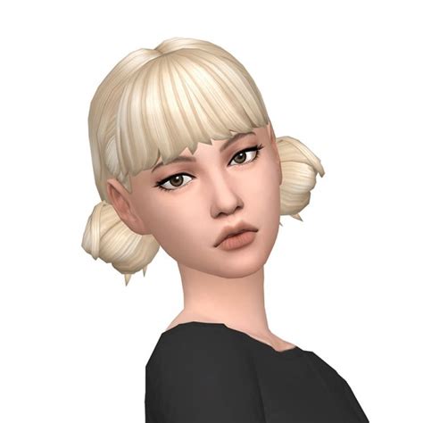 Deelitefulsimmer Low Double Bun Hair With And Without Bangs Sims 4 Hairs