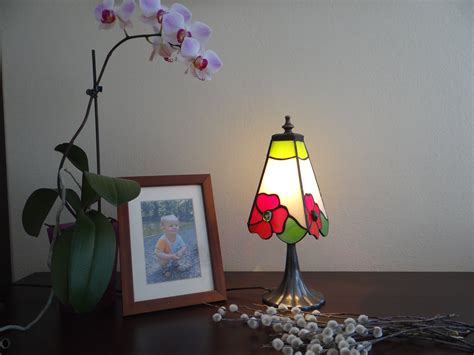 Poppy Lamp Stained Glass Lamp Flor Lamp 4 Panels Lamp Little Etsy