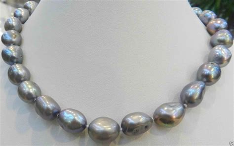 2019 Beautiful 10 12mm Gray Baroque Pearls Freshwater Pearl Necklace