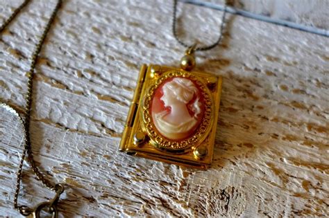 Vintage Cameo Locket Necklace By Treasureobsessed On Etsy