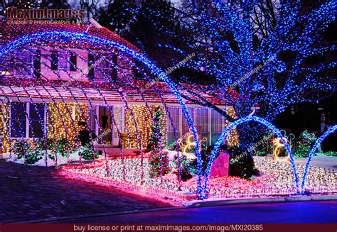 House Decorated With Colorful Christmas Lights Stock Photo Mxi20385