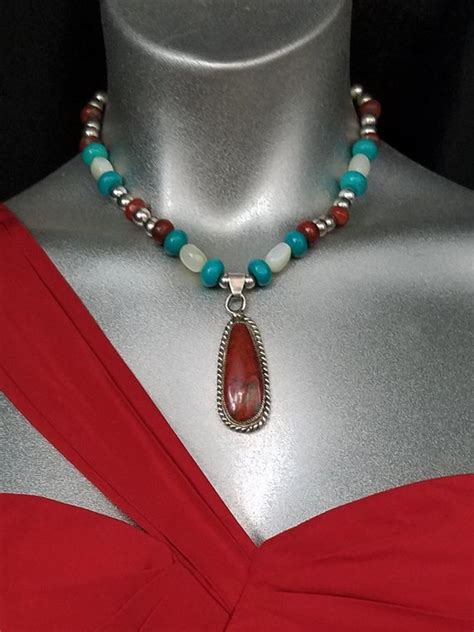 Turquoise Silver Bead Necklace Sonora Sunrise Natural Stone Etsy