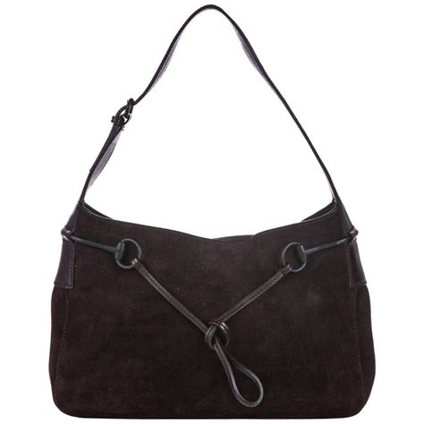 Vintage Authentic Gucci Brown Suede Leather Horsebit Shoulder Bag Italy