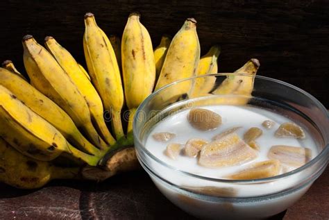Banana In Coconut Milk Thai Desert Stock Photo Image Of Milk