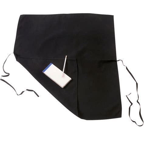 chef revival 603fwps bk customizable four way black polyester half apron 28 l x 17 w