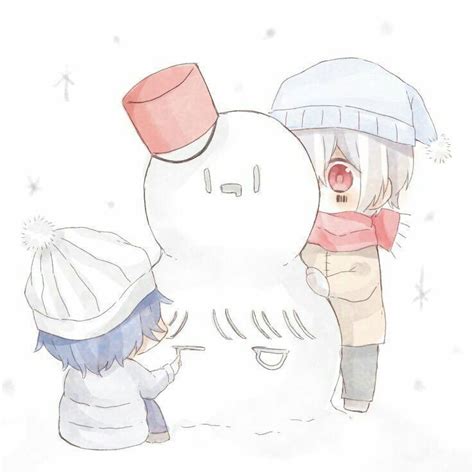 Lets Building A Snowman Anime Chibi Anime Child Anime