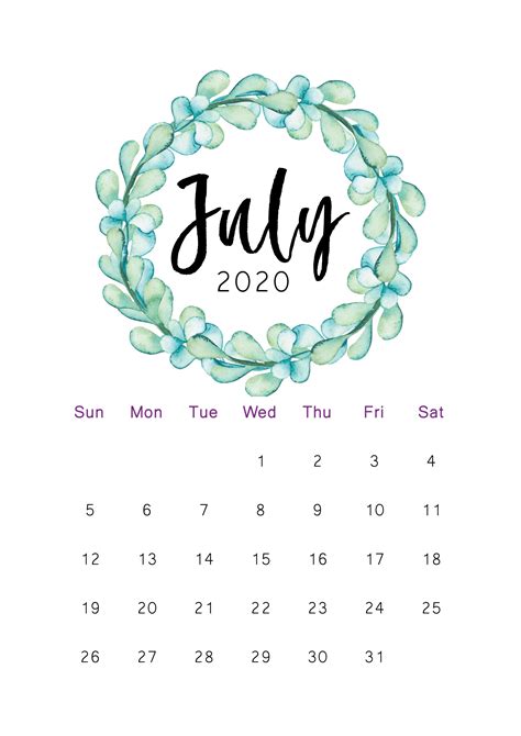 July 2020 Calendar Wallpapers Wallpaper Cave