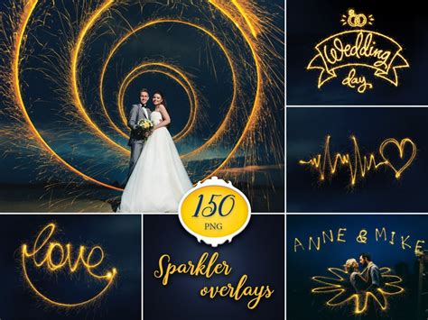 150 Sparkler Overlays Wedding Sparklers Alphabet Photoshop Etsy