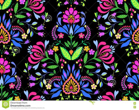 Seamless Folk Floral Pattern Stock Illustration Illustration Of