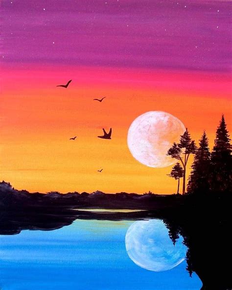 Sunset landscape beach sunset palm trees silhouette on sunset. Lukisan | Silhouette art, Oil pastel landscape, Painting ...